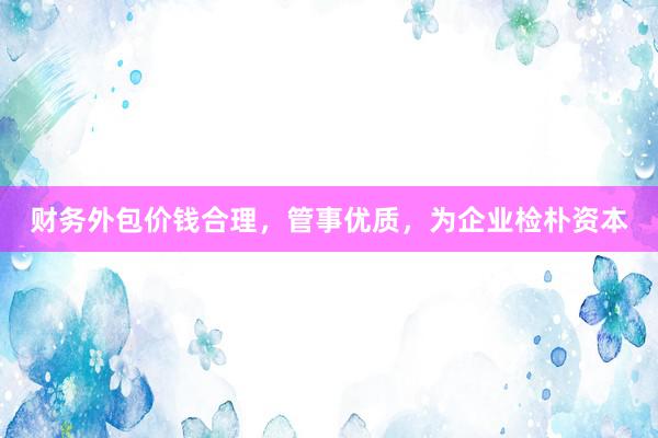 财务外包价钱合理，管事优质，为企业检朴资本