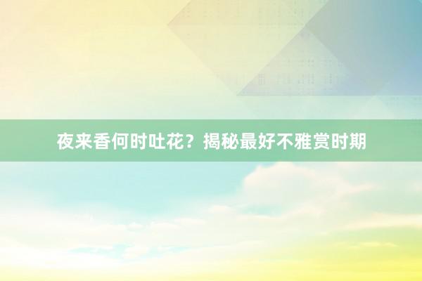 夜来香何时吐花？揭秘最好不雅赏时期